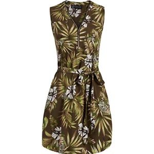 Mixed-Print Belted Shirtdress